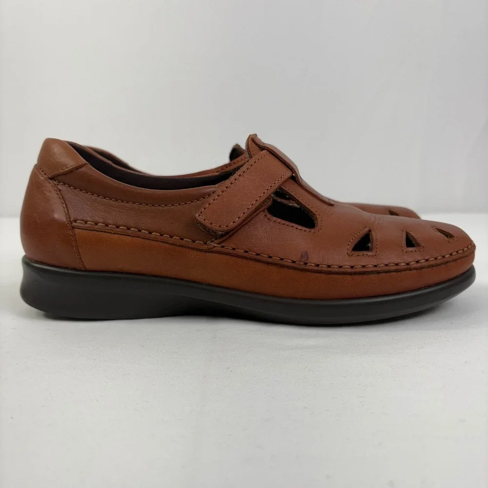 SAS Roamer Women's Cognac Brown Leather Mary Jane Comfort Walking‎ Shoes 7.5 N